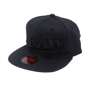 Raw Hat Black On Black Flat Brim Flex Fit Hat - M Size